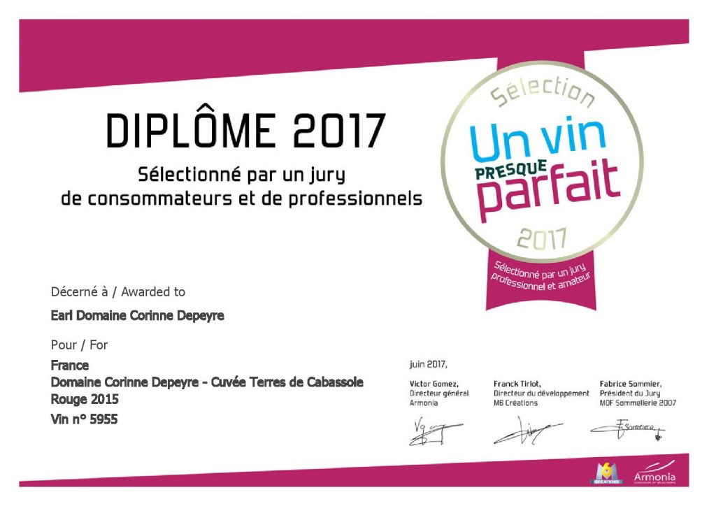 Sélection 2017 concours "Un vin presque parfait"